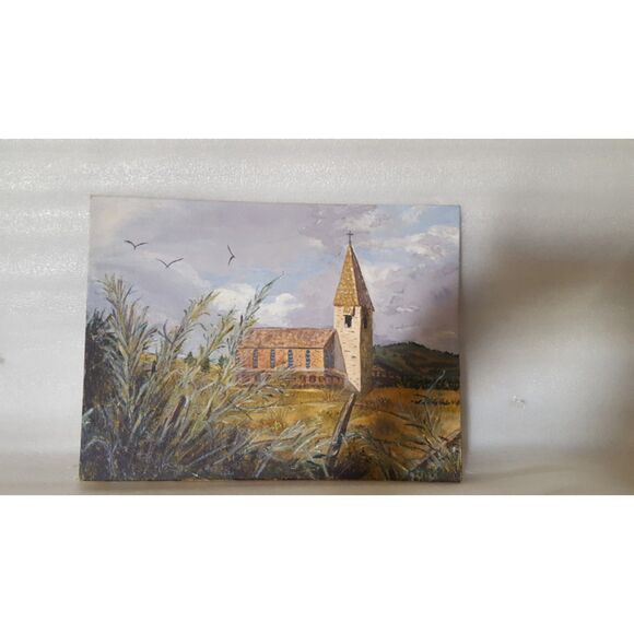 Acrylic painting signed 1994 Aspen Church - Picture 2 of 8